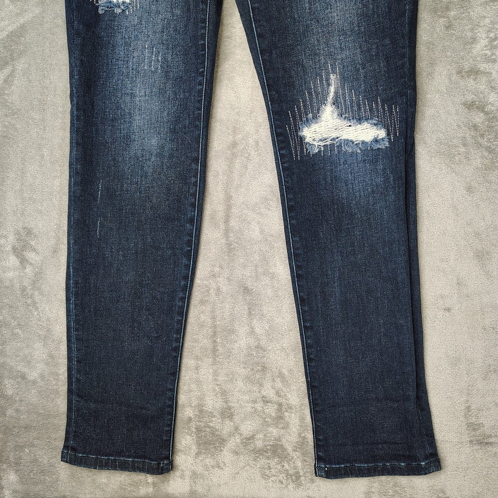 Judy Blue Jeans Womens 30 Blue Boyfriend Dark Wash Distressed Stretch Denim - Picture 4 of 16